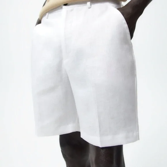 Zara Mens 100% Linen Shorts - Picture 4 of 12